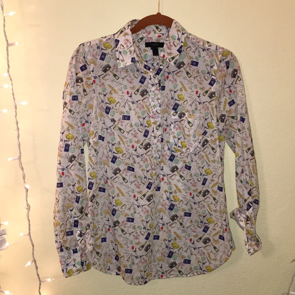 Relisted! Jcrew french Paris travel button up ☆